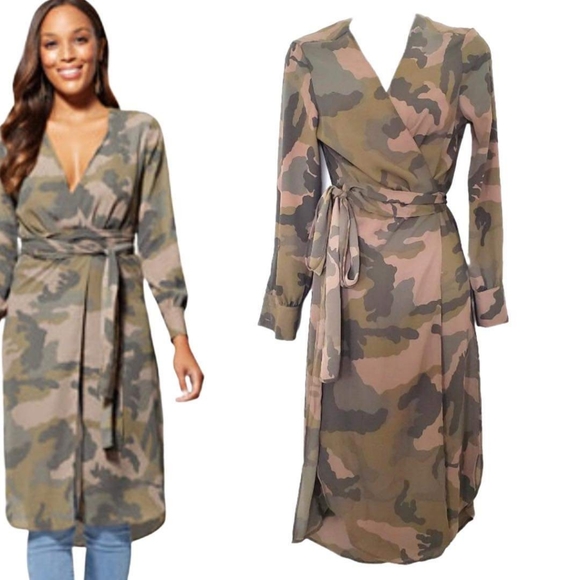 New York & Company Tops - New York & Company Army Camouflage Shirt Dress XS